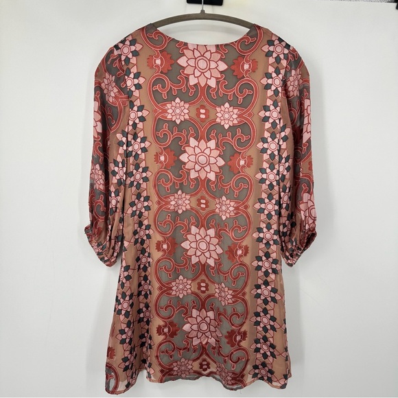 For Love & Lemons Silk Teresa Mini Dress Womens Small Pink Floral | F1933 - Picture 8 of 12